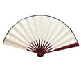 thumbnail image 2 of Bamboo Silk Folding Fan Handheld, Chinese Vintage Retro Fabric Fans, Black Hand Fan for Performance, Dance, Fighting, Wedding, Church, Party & Gift (Beige), 2 of 3