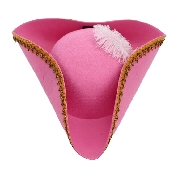 LiiYii Unisex Colonial Tricorn Pirate Hat Distressed Style Felt Hat for Festival Party Photography Pink One Size
