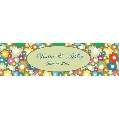 100 Floral Oval Wedding Anniversary Shower Water Bottle Labels