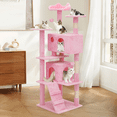thumbnail image 3 of MoNiBloom Cat Tree House for Large Cats, Multi-Level Cat Tree Tower with Anti-Tipping Rope, Soft Pink, 3 of 11