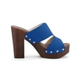 thumbnail image 3 of BLISSFUL STEP Women's Faux Suede Platform High Block Heel Slides Sandals Deep Blue 6.5, 3 of 7