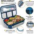 thumbnail image 3 of Caja Bento de 1300 ml con 4 compartimentos y palillos para alimentos, para tartas, a prueba de fugas, apta para microondas, lavavajillas y congelador (azul), 3 of 4
