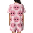 thumbnail image 3 of Qekee Pig Nose Women's Pajama Set Short Sleeve Sleepwear Summer Home Wear with Pockets Soft Short Sleeve Shirt - Pig Nose, 3 of 9