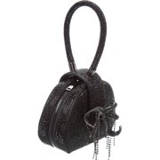 Self-Portrait Rhinestone Top Handle Micro Bag, Black