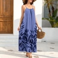 thumbnail image 6 of Women's Boho Summer Maxi Dress Spaghetti Strap Sleeveless Leaf Print Loose Fit Flowy Long Dress Casual Beach Vacation Party Wedding Guest Sun Dress, 6 of 9