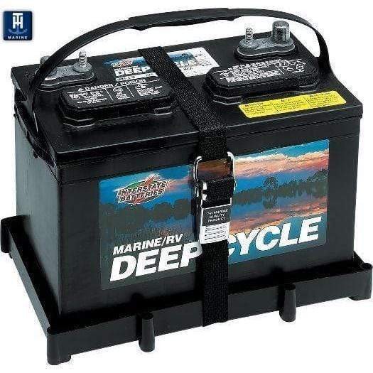 T-H Marine Battery Tray NBH-31-SSC-DP For Use With 31 Series Battery; Polypropylene; With Stainless Steel Buckle Strap; Holds One Battery