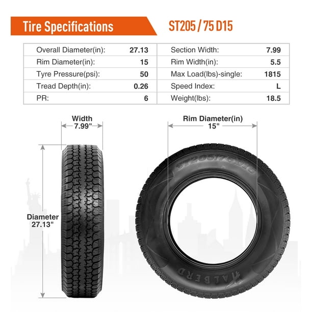 HALBERD 6Ply ST205/75D15 Trailer Tires 205 75 15 Replacement Tire Load