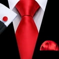 thumbnail image 3 of Set de corbata extra larga Barry.Wang 150 cm de seda roja, 3 of 7