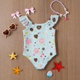 thumbnail image 6 of Abcomgle Kids Bathing Suits Girls Ruffled Stretchy One Piece Girls Swimsuit Cute Candy Graphic Bathing Suits for Girls, 6 of 7