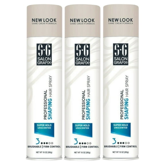 3 Pack Salon Grafix Unscented Shaping Hair Spray, 10oz each