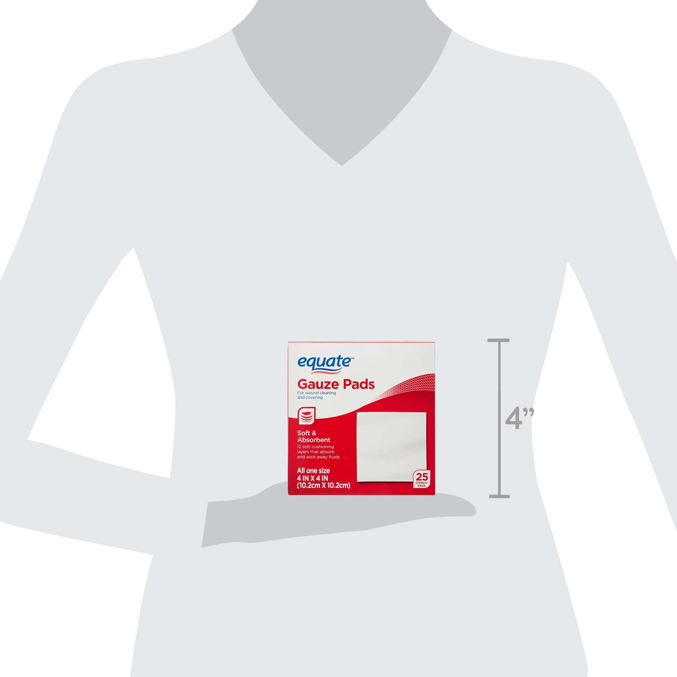 Equate Gauze Pads, 4 in x 4 in, 25 Count