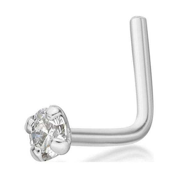 20 Gauge L-Shaped 14K White Gold 0.05 Carat Diamond Nose Ring