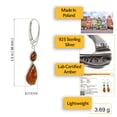 thumbnail image 2 of Samara Genuine Baltic Honey Amber Dangle Earrings in 925 Sterling Silver – Leverback Drop Earrings for Women, Handmade in Poland, 2 of 7