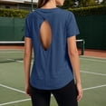 thumbnail image 3 of Otntypg Open Back Workout Tops for Women Summer Short Sleeve Crew Neck Yoga Pilates Tshirts Basic Solid Color Athletic Gym Fitness Tees Shirt, 3 of 10
