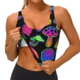thumbnail image 3 of Gukieu Bright Mushrooms Print Women's Sports Vest, Low-neck U-shaped Removable Pad Sports Bra for Yoga, Exercise, Dance-Medium, 3 of 8