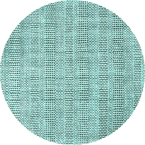 Ahgly Company Machine Washable Indoor Round Oriental Turquoise Blue Industrial Area Rugs, 3' Round