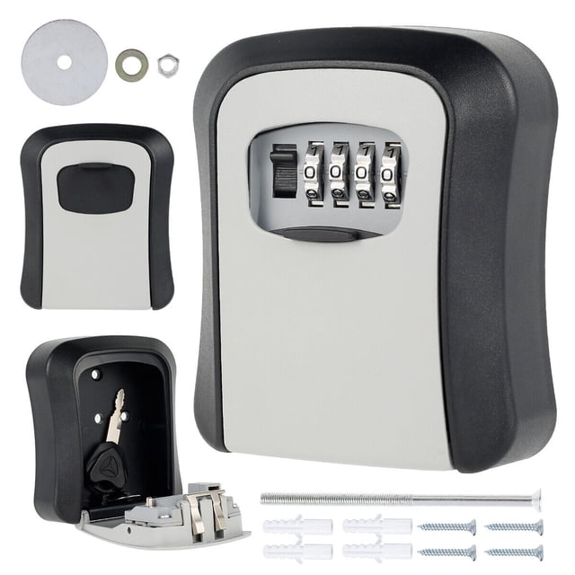 Caja de llaves, caja fuerte para llaves, caja fuerte para llaves para uso interior y exterior con cerradura de combinación