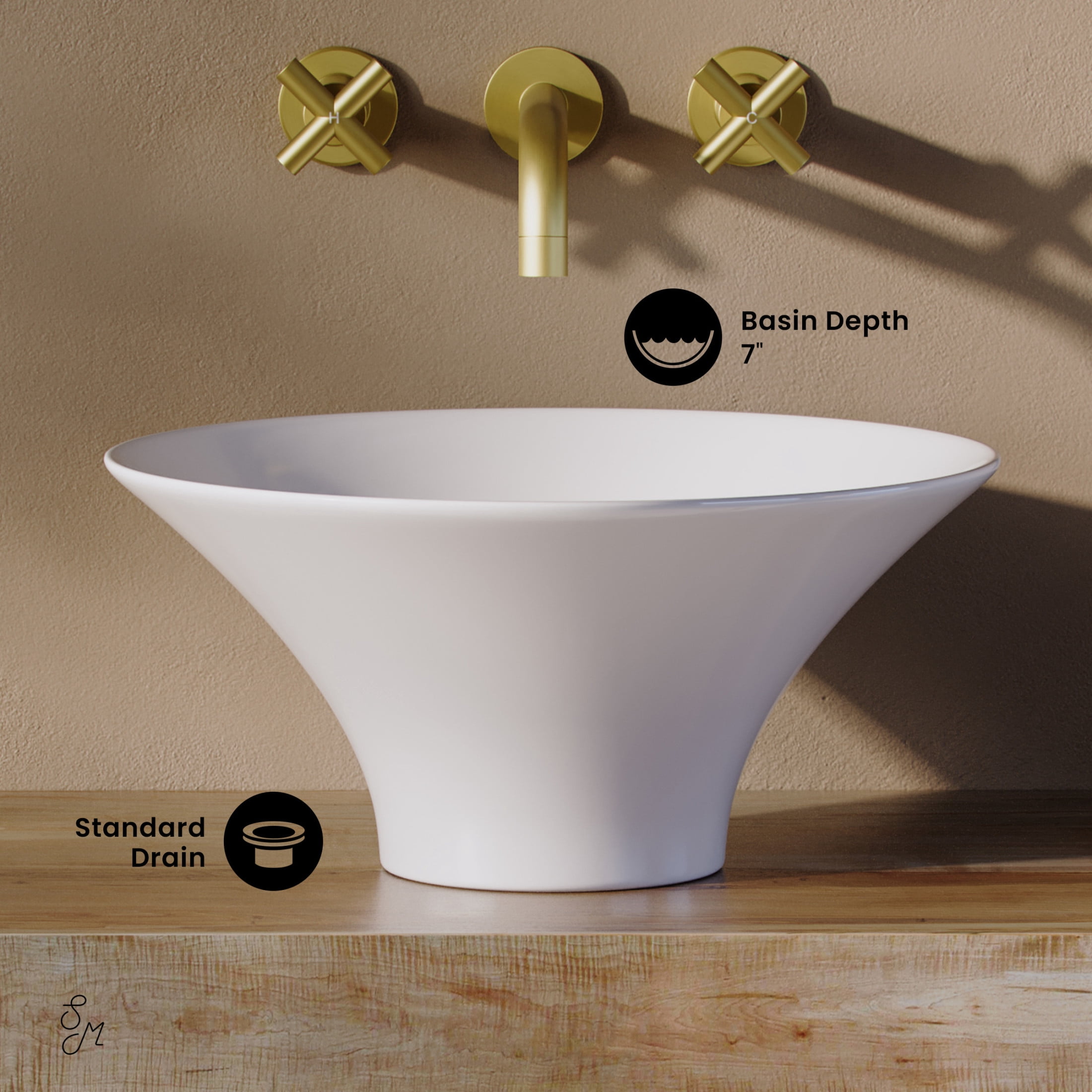 Ivy 16.5" Round Vessel Sink in Glossy White