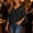 Black, variant on V-Neck Blouse for Women, Glitter Split Flared 3/4 Slit Sleeve Mesh Top Casual Evening Party Shirt for Dating Party S‑3XL