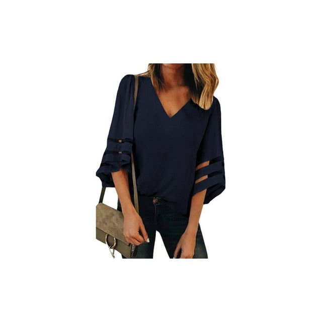 Chemisier à Col Rond Blanc/noir/rouge/bleu pour Femmes