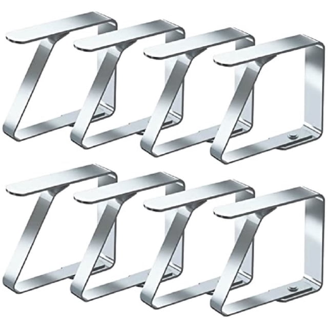 Clips para mantel de exterior, abrazaderas grandes para cubierta de mesa para mesas gruesas, soportes flexibles de clips para mantel de picnic de acero inoxidable (20 unidades)