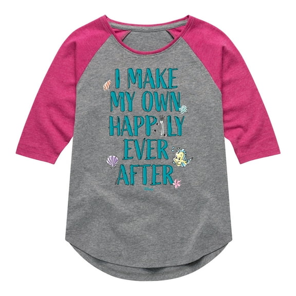 Disney Princess - Make My Own Happily Ever After - Toddler & Youth Girls Raglan Graphic T-Shirt