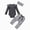 R001-Grey, variant on NOLDARES Newborn Infant Baby Girl Fall Winter Clothes Cartoon Print Ruffle Sleeve Top and Pants with Headband 3pcs/set Outfits(Wine,9-12 M)