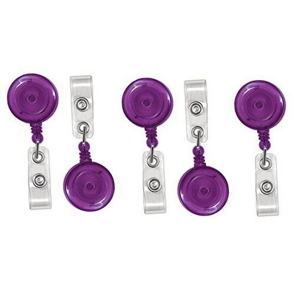 Translucent Purple Retractable ID Badge Reels with Belt Clip - 5 Pack by Specialist ID