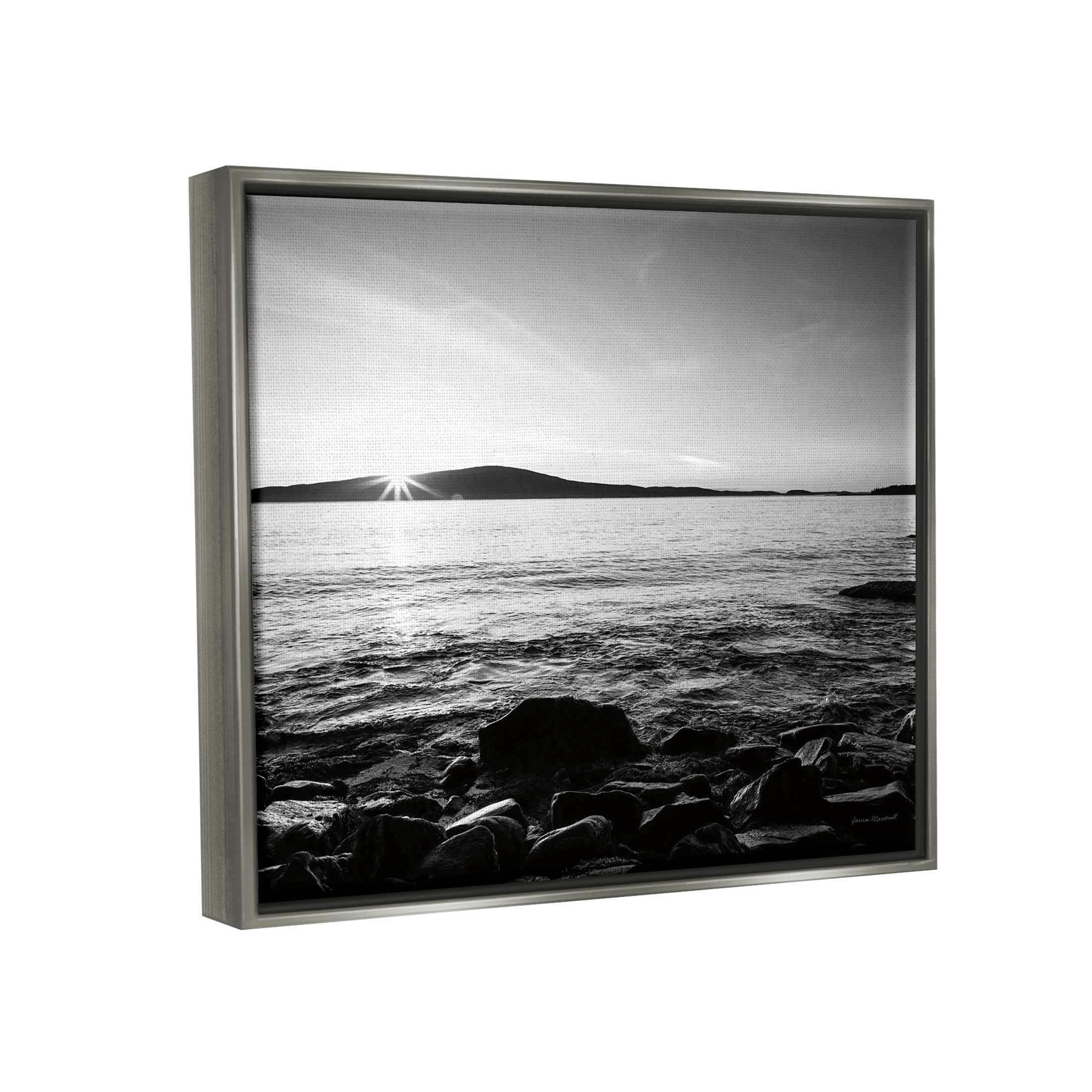 Stupell Industries Frenchman Bay Nautical Seascape Photograph Luster Gray Floating Framed Canvas Print Wall Art, Design by Laura Marshall