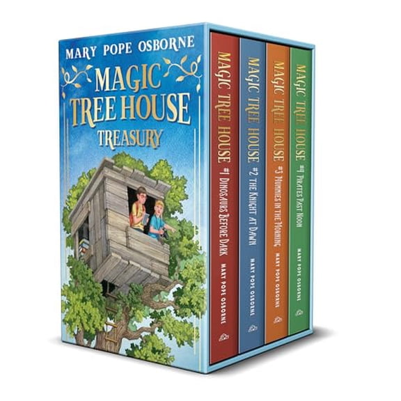 Pre-Owned Magic Tree House 1-4 Treasury Boxed Set: Dinosaurs Before Dark; The Knight at Dawn; Mummies in the Morning; Pirates Past Noon, 9780593703830, 0593703839, Hardcover,