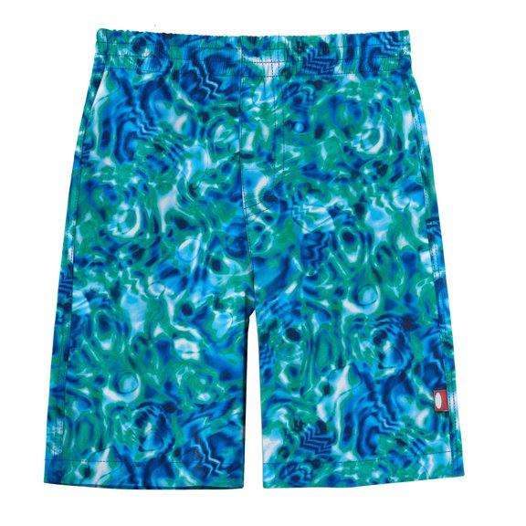 Boys UPF 50  Recycled Polyester Soft Stretch Below the Knee Printed Swim Board Shorts | Swirly Waters