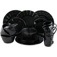 thumbnail image 1 of Elama Retro Chic 16-Piece Glazed Dinnerware Set in Black, 1 of 5