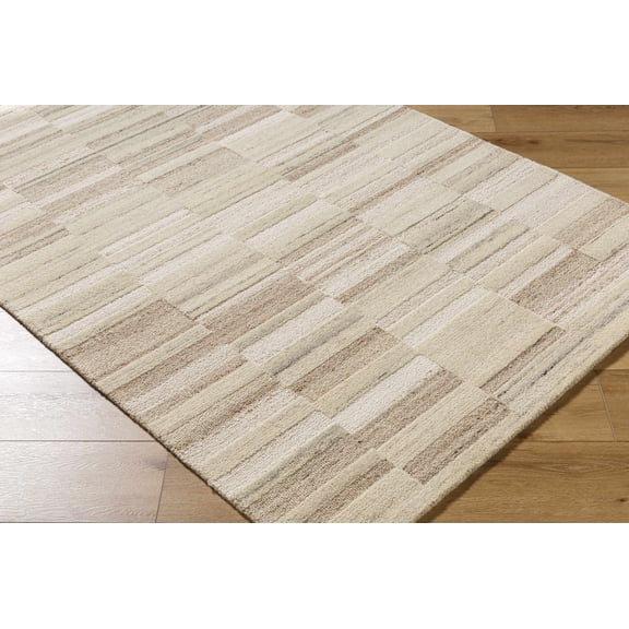 Hauteloom Amrita Wool Living Room, Bedroom Area Rug - Geometric, Traditional, Transitional - Ivory, Sandstone, Beige - 2' x 3'