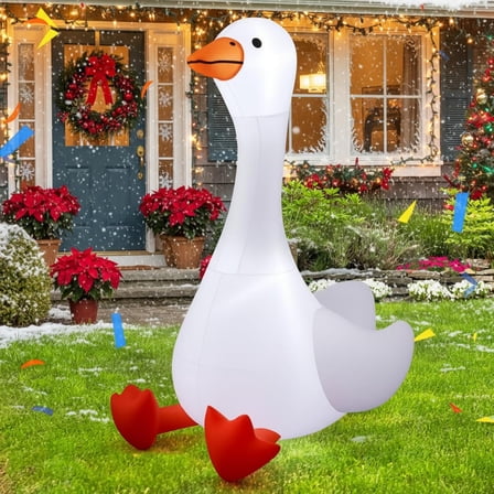 g 6 ft Christmas Porch Goose Inflatable Outdoor Decoration Large Xmas Cute Silly Goose Blow up Yard Decor with Built-in LED Light for Lawn Garden Patio Holiday Party Indoor Outside,Christmas