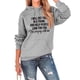 thumbnail image 3 of Sudadera con capucha Manga larga Cordón Suelto Cómodo Diseño de patrón de letras Poliéster Sudadera de mujer para uso diario Gris claro (letras negras) XL, 3 of 6