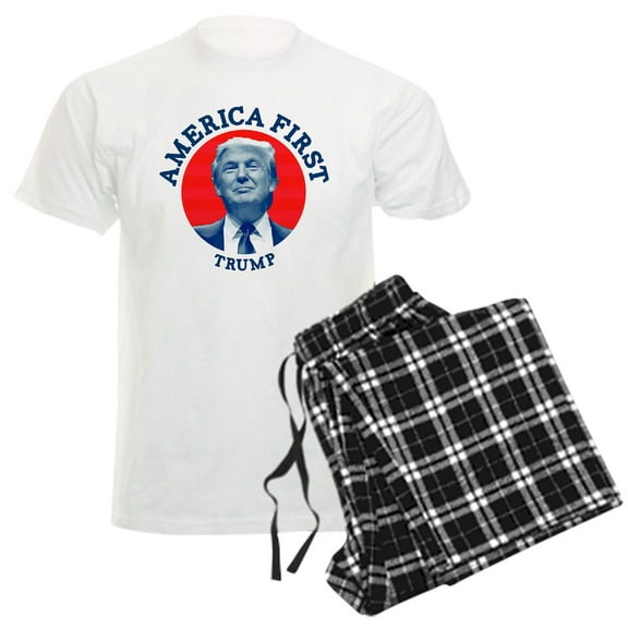 CafePress - America First Trump Men's Light Pajamas - Men's Light Loose Fit Cotton Pajama Set