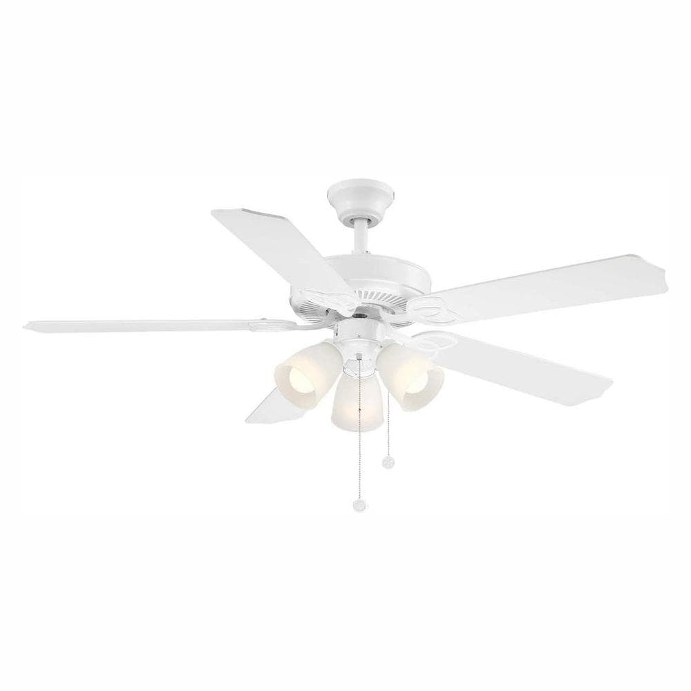 Hampton Bay Brookhurst 52 in. Indoor White Ceiling Fan with LED Light