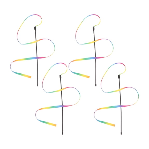 BESTSKY 4Pcs Cat String Toys Rainbow Wand Toys Colorful Ribbon Interactive Cat Toys