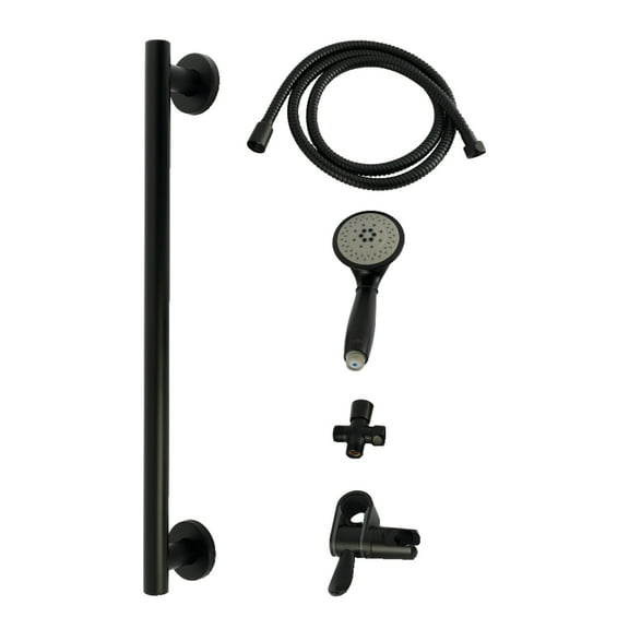 Kingston Brass KAK2520D Made to Match Shower System with Slide/Grab Bar and Hand Shower, Matte Black