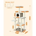 thumbnail image 3 of Feandrea WoodyWonders Cat Tree, Modern Pet Tower for Indoor Cats, 54.3-inch Multi-Level Cat Condo, Ultra-Soft Plush, Scratching Posts, Hammock, Removable, Washable Cushions, Heather Greige, 3 of 7