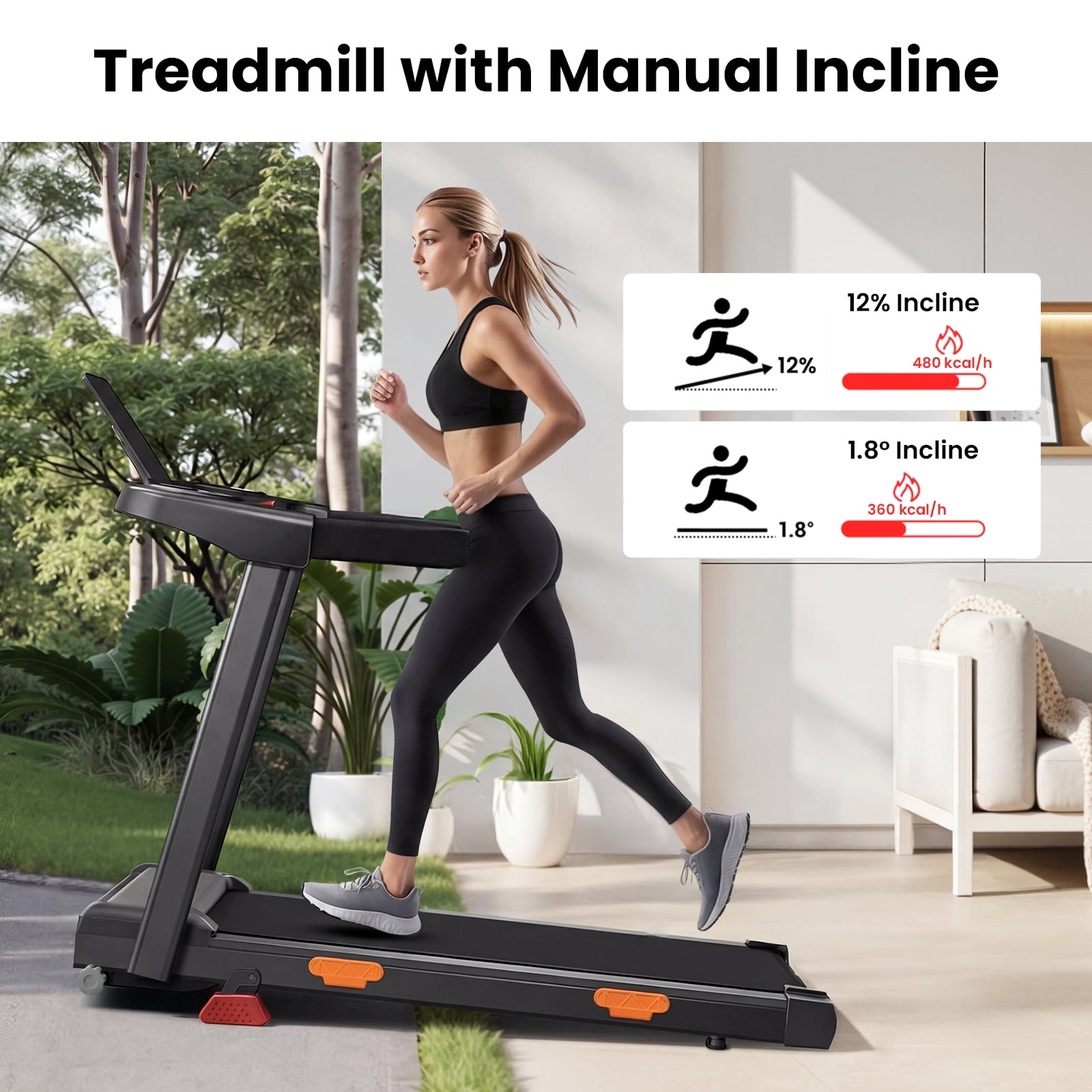 ROBORE Electric Foldable Treadmill SF10, 12% Incline, 7.5mph,3.0 HP Motor and LED Display