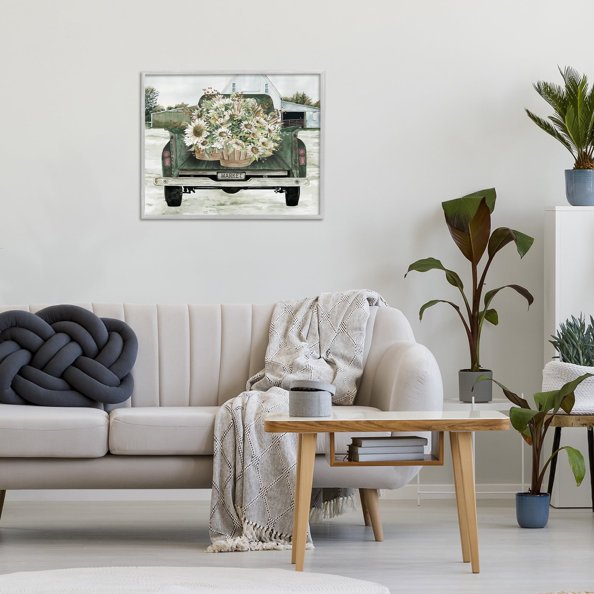 Stupell Industries Country Flower Delivery Baskets Gray Framed Giclee Art, design by Cindy Jacobs
