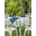 thumbnail image 3 of Outdoor Tablecloth with Umbrella Hole for Patio/Picnic/Party/Camping, Beach Coastal Waterproof Table Cloth Round Cover Washable, Summer Coral Starfish Nautical Ocean (Dia 54"), 3 of 8