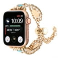 thumbnail image 4 of Chain Bracelet Compatible for Apple Watch Band 38mm 40mm 41mm Series 9 8 7 SE 6 5 4 3 2 1, Women Fashion Slim Beaded Bling Watch Band Chain Bracelets Strap, Gold, 4 of 5