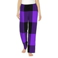 thumbnail image 2 of Goofa Purple Buffalo Plaid Printed Soft Pajama Pants for Women, Wide Leg Comfy Casual Lounge Yoga Pants-XX-Large, 2 of 9