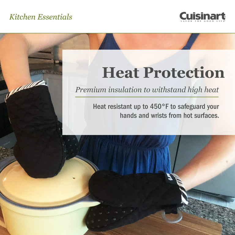 Cuisinart Silicone Oval Pot Holders and Oven Mitts - Heat Resistant, Handle  Hot Oven/Cooking Items Safely - Soft Insulated Pockets, Non-Slip Grip and