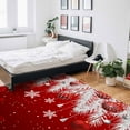 thumbnail image 5 of Christmas Ball Area Rug 5x7ft Snowflake Pine Tree Red Non-Slip Washable Square Rugs Soft Felt Indoor Floor Mat for Bedroom Kitchen Living Room Bathroom, 5 of 8
