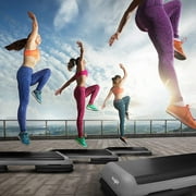 Yes4All Adjustable Aerobic Step Platform, 40 in x 16 in with 4 Risers, Black and Grey
