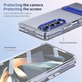 thumbnail image 4 of Clear for Samsung Galaxy Z Fold 3 Case with Kickstand, Built-in Screen Protector [Horizontal & Vertical Stand] Crystal Clear Slim Fit Anti-Yellow Scratch Resistant Shockproof Case, Blue, 4 of 13