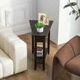 thumbnail image 4 of Gymax 2 PCS 2-Tier End Table Irregular Narrow Sofa Side Nightstand w/ Storage Shelf Espresso, 4 of 9
